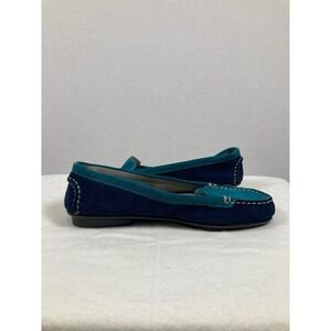 Aerosoles Nu Day Loafers Women 7.5 Blue Teal Suede Two Tone Flats Driving Mocs